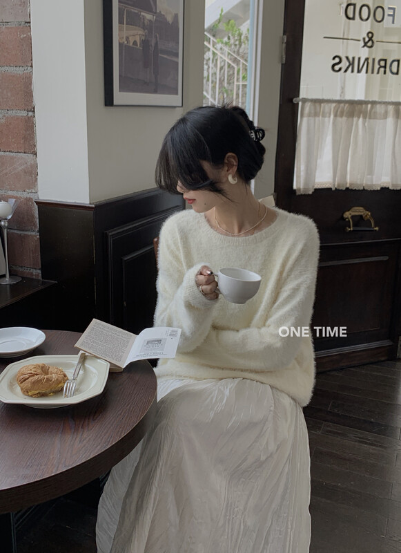 【ONE TIME】Korean Round Neck Tie Warm Sweater XW5267# JHY