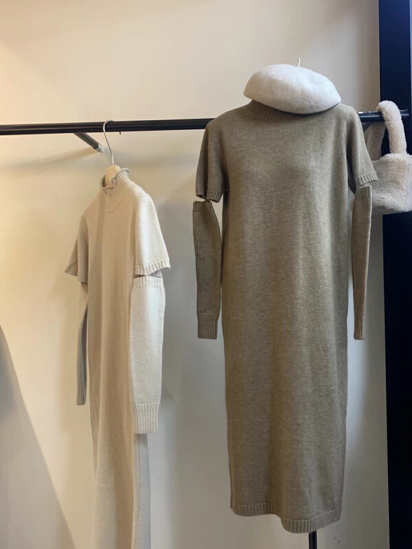 【LOVELY/SHMILY】Korean High Neck Knit Dress (with Sleeves) (Sleeves) M0965