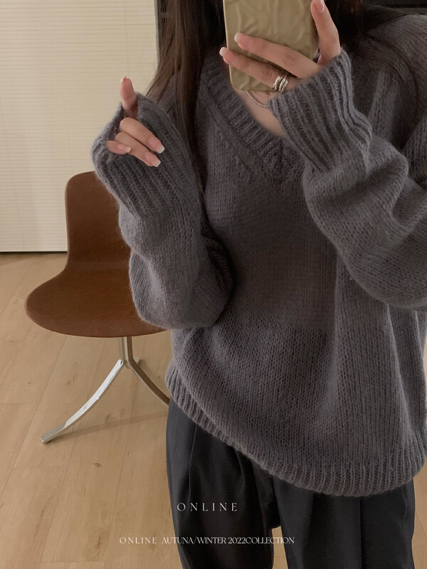 【ON LINE】Loose Pullover Slim Sweater Mohair + Wool 8818