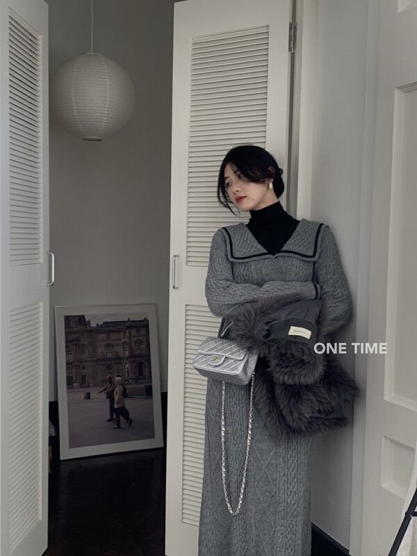 【ONE TIME】Winter Wool Lapel Loose Dress OT7692# JHY