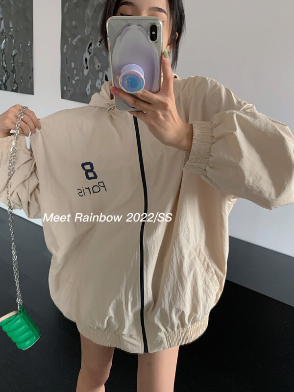 Original price 146.51! New in autumn! [MEET RAINBOW] Loose hooded zipper jacket YS1-28651# LSL