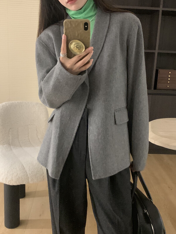 【ON LINE】Korean standard big brand simple silhouette temperament texture suit wool jacket (including 100 wool) 6900# JHY