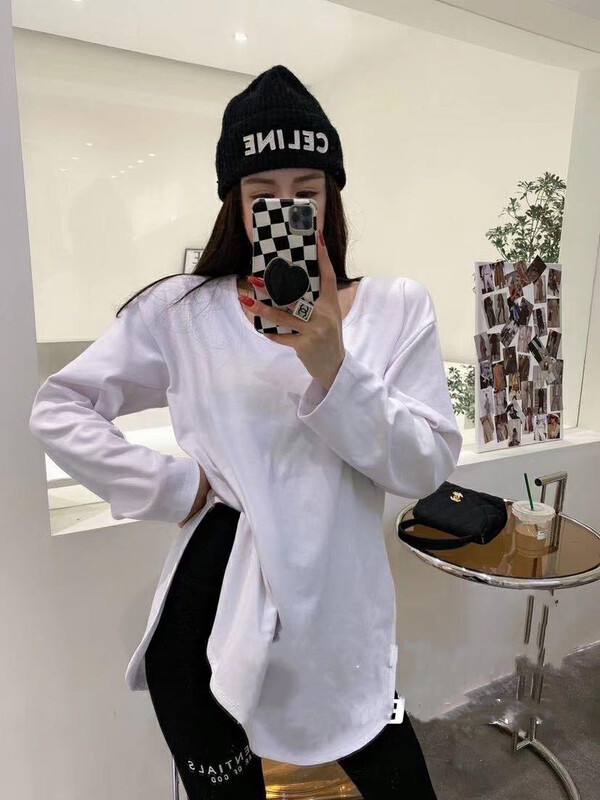 【 HOW AND ME Cheng Xi 】Basic all-match casual cotton split long-sleeved bottoming T-shirt long-sleeved T-shirt 5206