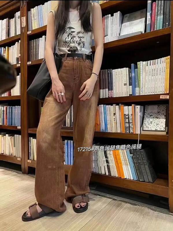 【T.H】Korean Style Gradient Design Straight Jeans (with Belt) 117215# LSW