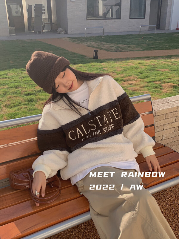 【MEET RAINBOW】字母刺繡撞色衛衣  09167#  LSL