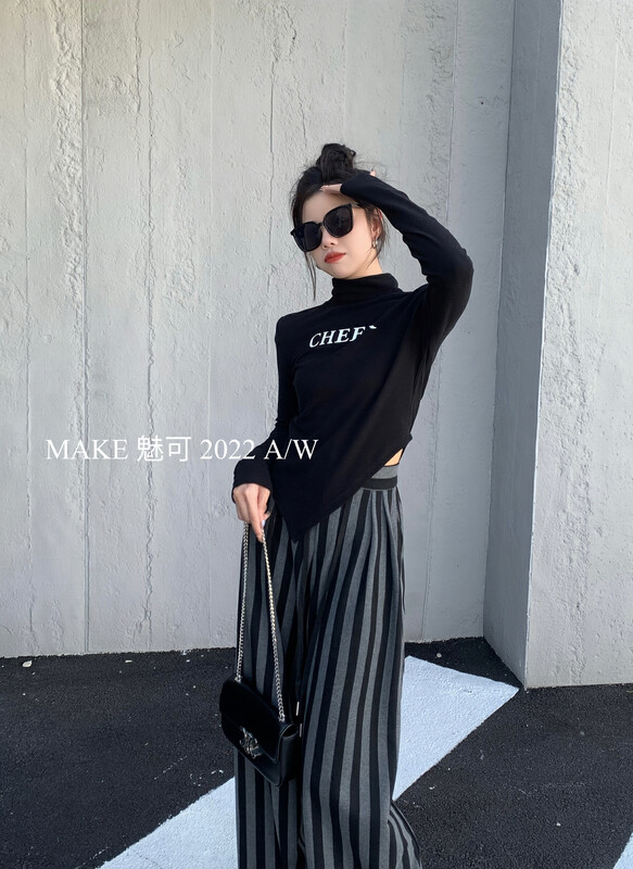 [MAKE Charm] Temperament women's small stand-up collar back large hollow irregular small shirt 80115# OZQ