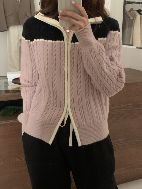 【LOVELY/SHMILY】Korean style contrast color versatile design knitted sweater sweater M0893