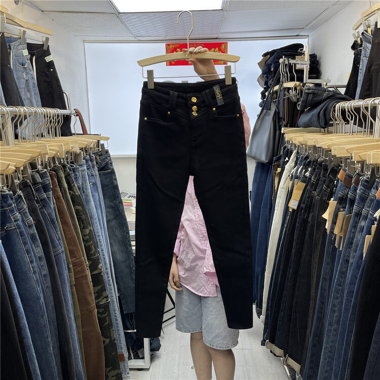 【OKD】Three-button elastic small feet slim all-match jeans 68006-1# GY