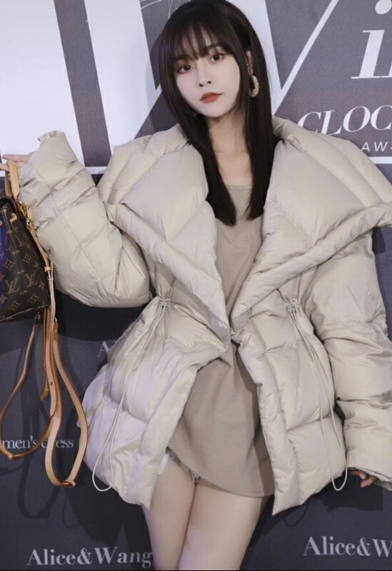 【Ouzhengsha】Large lapel drawstring waist warm padded jacket 19529# JJ