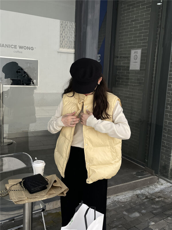 【TN】Korean style simple and comfortable sleeveless vest warm down jacket (including 90% white duck down) YS1-W291# CLS