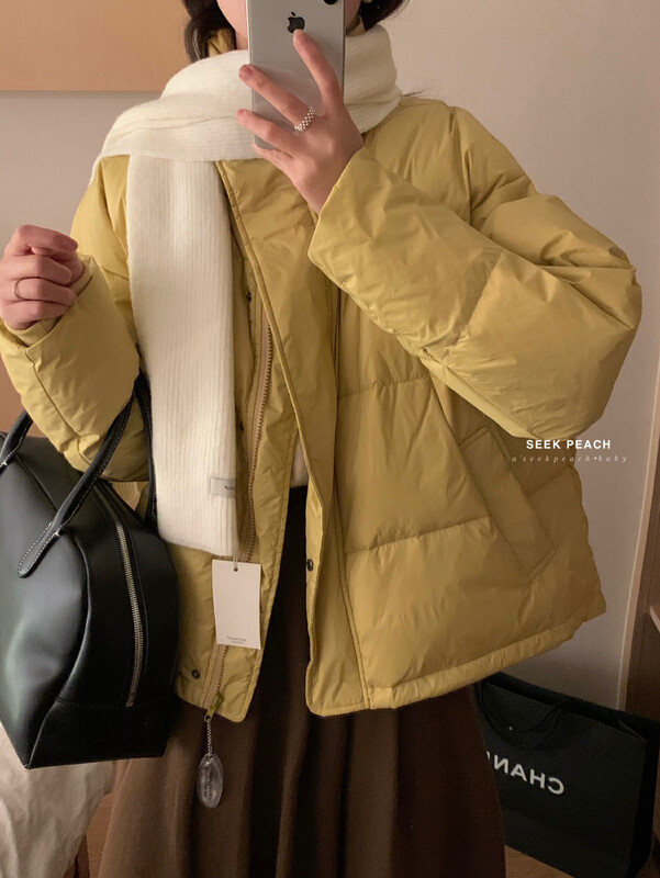 【SEEK PEACH】Korean version of simple and comfortable all-match warm down jacket (including 90% white duck down) 5893# L