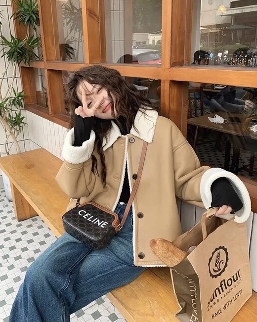 Original price 135.23! [Ouzhengsha] Retro stitching plush texture warm cotton jacket 19237# JJ