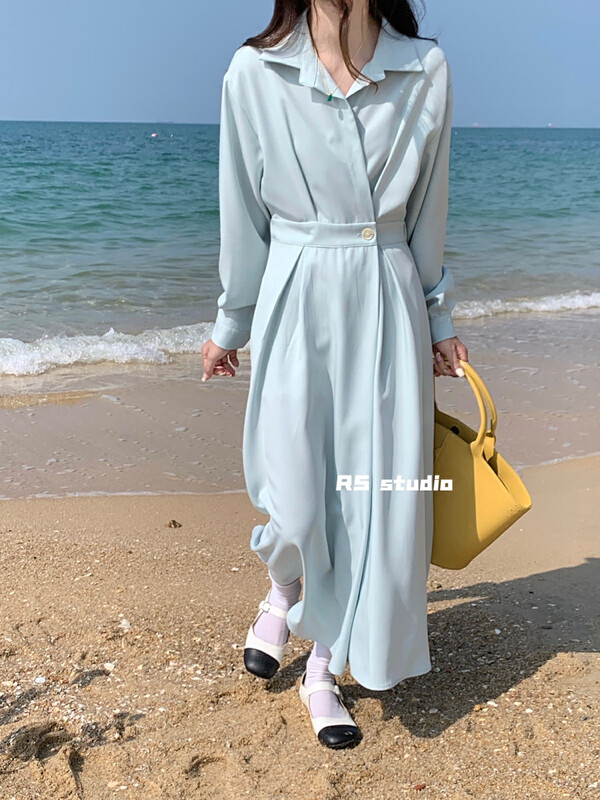 Original price 94.99! New in early spring! [RS] Simple solid color mid-length dress DH0910# XYY