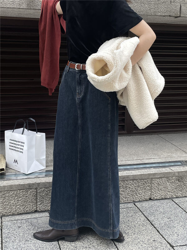 【TN】Korean style comfortable back slit mid-length skirt 5182# CLS