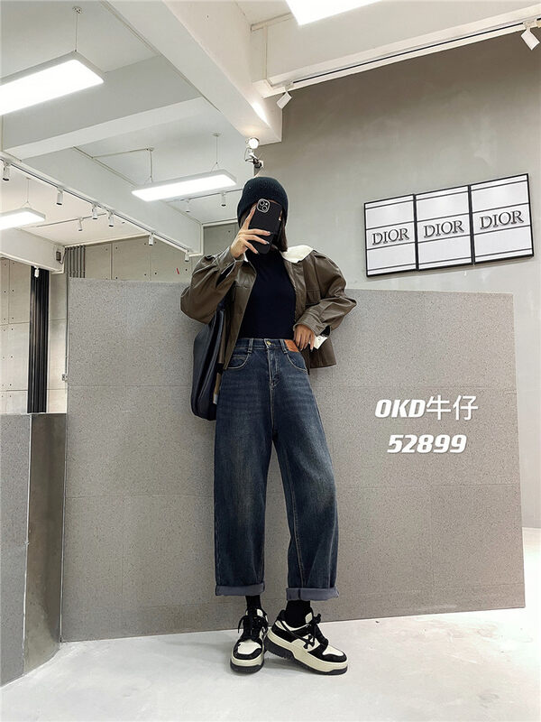 【OKD】Leather Stretch Daddy Jeans 52899# GY