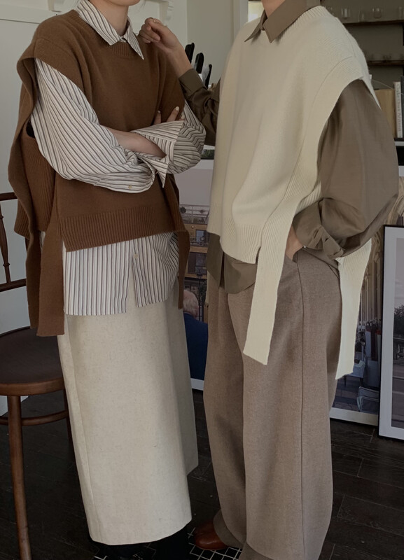 【ON LINE】100% wool round neck pullover vest (including 100 wool) 101# JHY