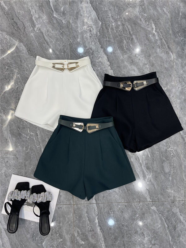 【LINNA】High waist slim all-match casual shorts (with belt) 90153# JJ