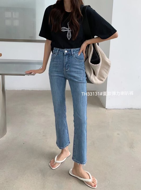 Original price 86.85! [T.H] Korean version of simple and versatile nine-point flared jeans 331310# LSW