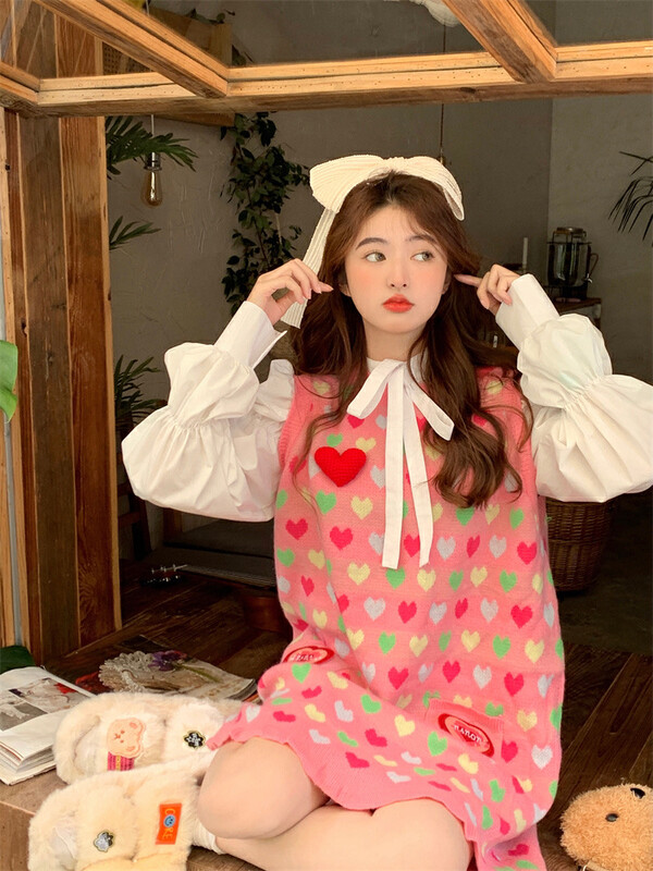 【Timely Rain】Sweet Age Reduction Heavy Industry Color Love Jacquard Dress B2179# WPL