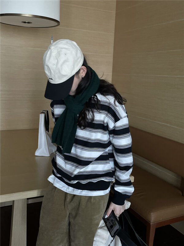 New in autumn! [TN] casual round neck striped sweater 3306# CLS