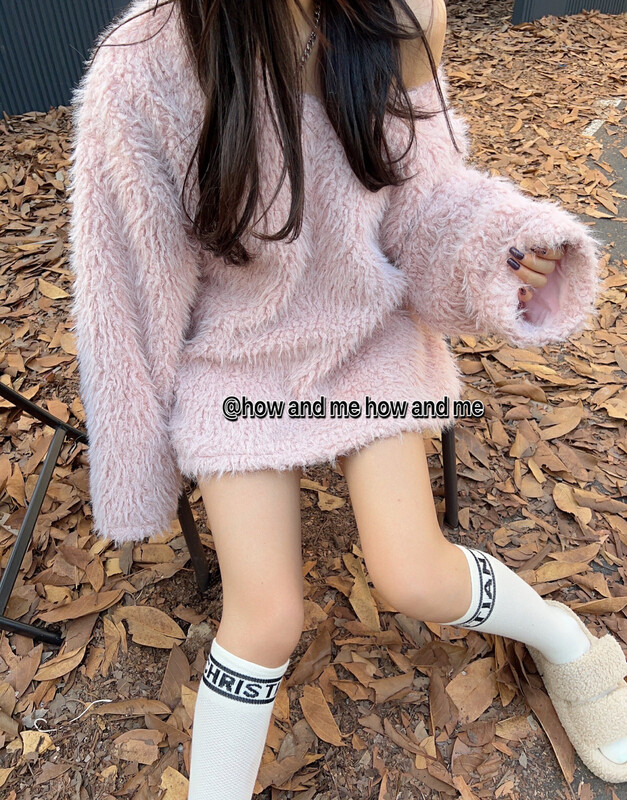 【 HOW AND ME Cheng Xi 】Korean version loose grain plush thick pullover sweater sweater 5211# CQW