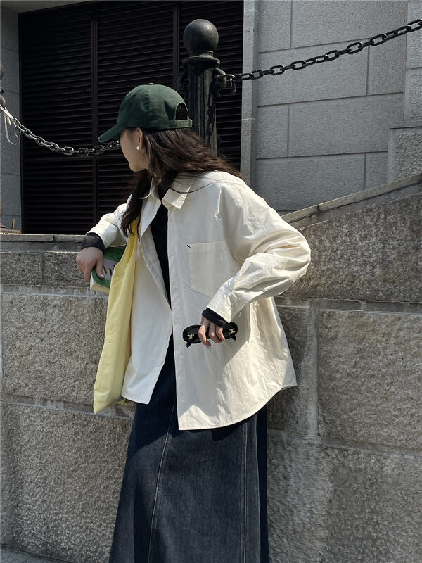 【TN】Simple Korean Style Solid Color Cotton Shirt 2177# CLS
