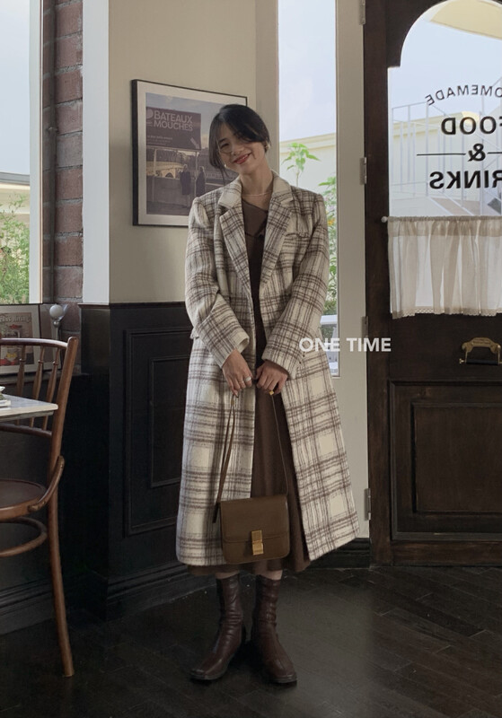 【ONE TIME】 Thickened version of plaid woolen coat HR9136# JHY