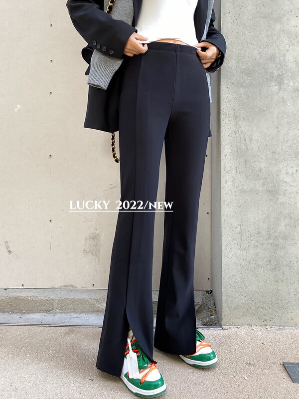 【LUCKY】 High-waisted slim all-match plus velvet flared casual pants 1228# ZXX