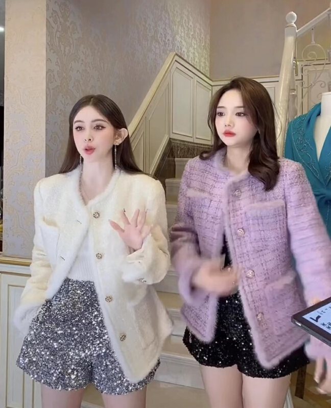 【LINNA】Xiaoxiang style round neck and cotton short coat 124853# JJ