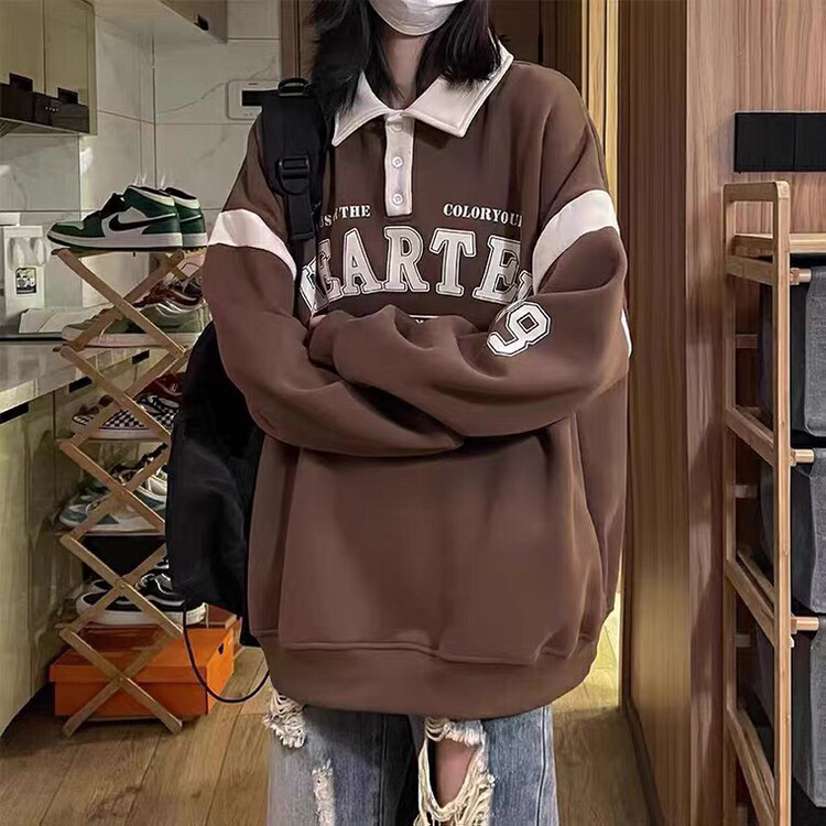 Original price 55.27! [Ou Zhengsha] Letter fleece pullover sweater 19250# JJ