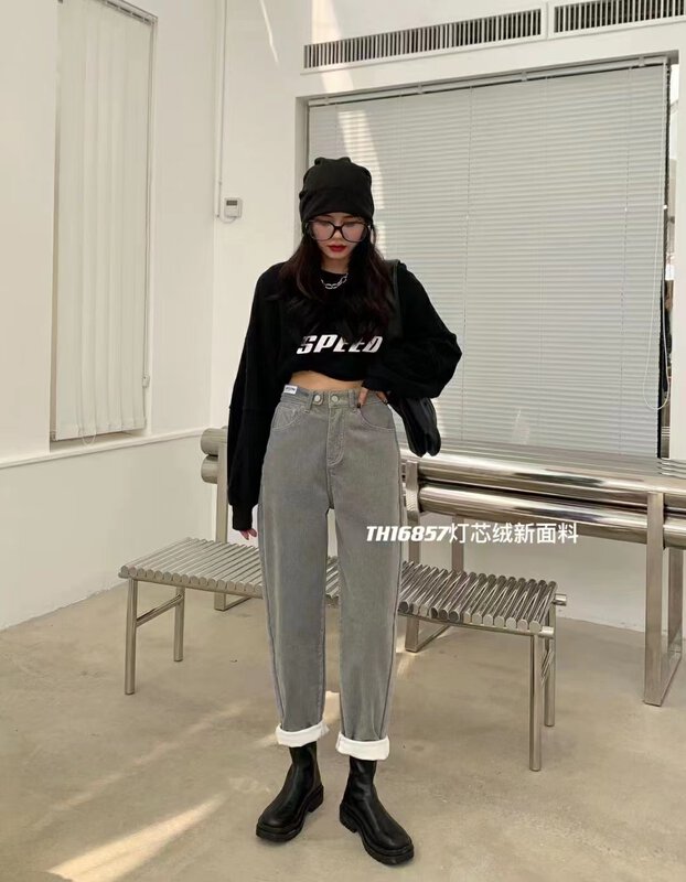 Original price 95.99! 【T.H】Corduroy winter style simple and versatile harem jeans 168570# LSW