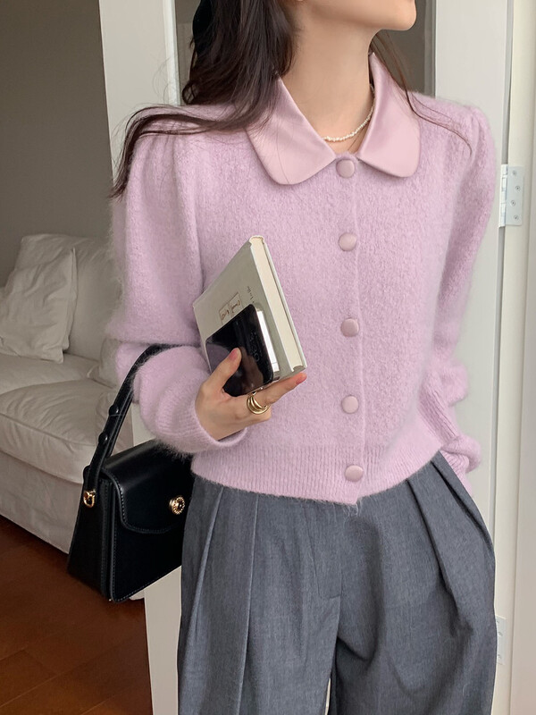 [Timely rain] Korean style ins retro French temperament small elegant warm sweater (only selling sweaters) 25986# WPL