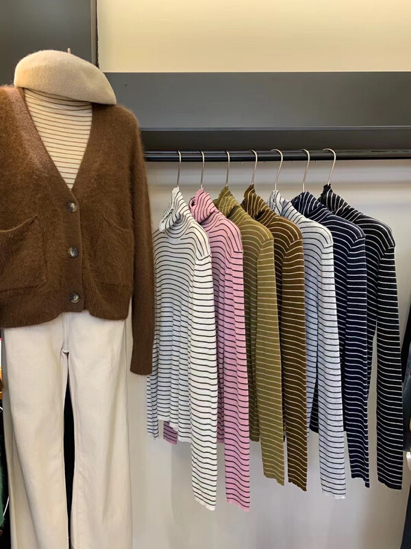 【LOVELY/SHMILY】Basic all-match striped bottoming knitted sweater bottoming shirt M0078