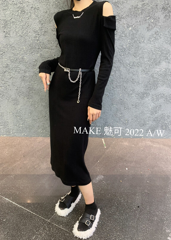 [MAKE Charm] Temperament little woman slim and slim dress (with belt) 3484# OZQ