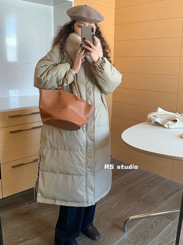 【RS 】 Warm down jacket jacket with slits on both sides (without fur collar/with 90% white duck down) YRS1082-# FHX