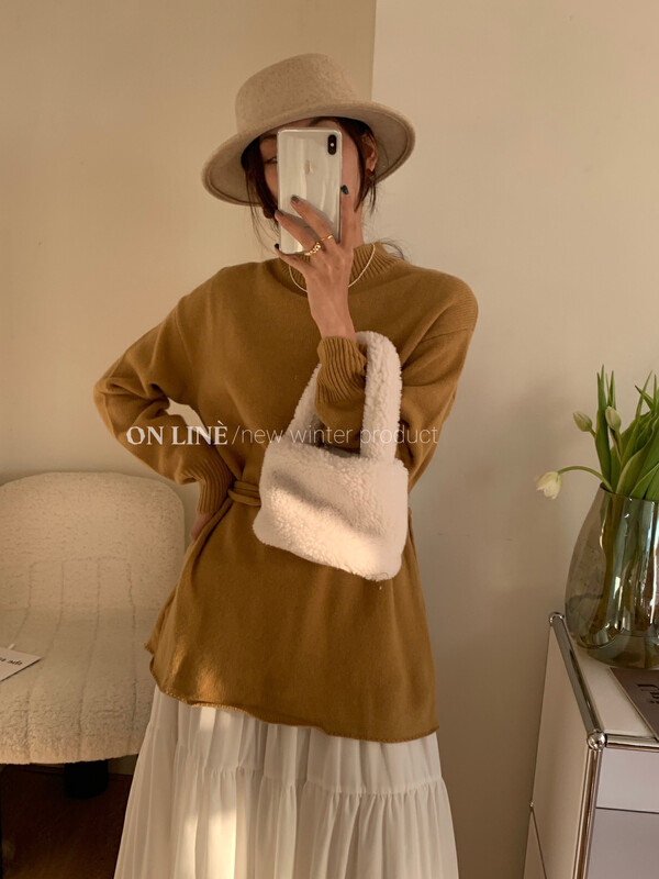【ON LINE】100% wool mid-length warm sweater with waist rope to show thinness (including 100 wool) SY-521# JHY