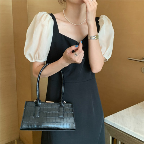 Real shot and real price Korean celebrity elegant and thin Hepburn style medium length dress