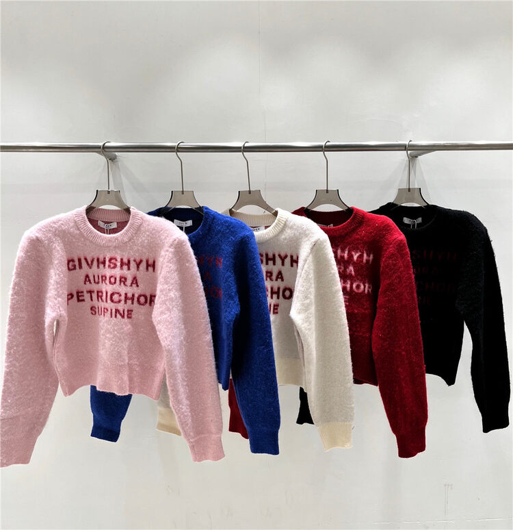 【OPEN】Korean style round neck letter knitted warm sweater 7300# OZQ