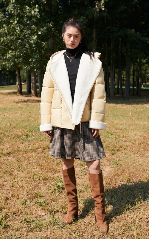 [DS] Fur integrated hooded large lapel warm down jacket (content 90% white duck down) 60755D# JHY