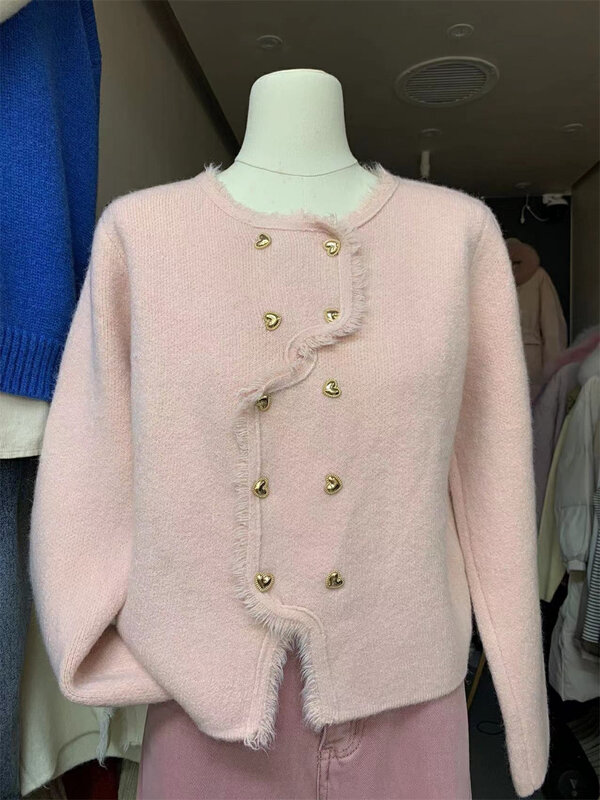 【SUSAN】Irregular placket double-breasted raw edge short coat 82695# LSW