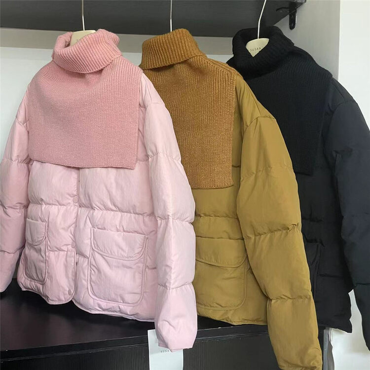 【SUSAN】Korean style round neck pocket warm down jacket (with shawl) (including 90% white duck down) 82539# LSW