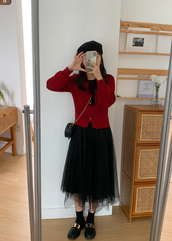 【VICTORY.2】Comfortable knitted sweater + mesh skirt suit v152# WPL