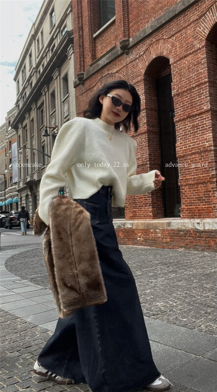 【OPEN】Simple solid color puff sleeve knitted warm sweater 7299# OZQ