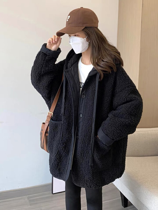 【L.L STUDIO】Hooded single-breasted solid color comfortable all-match warm padded jacket 78349# PCZ
