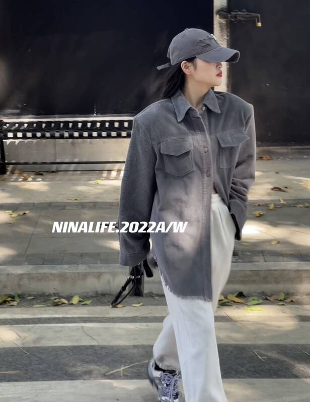 【NINA LIFE】Korean Single Breasted Loose Shirt 6391# ZXL