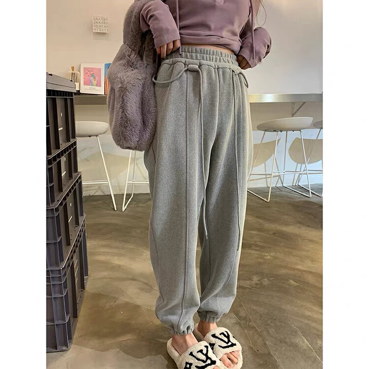 【DS】Korean style loose all-match fleece thick casual pants 63116D# JHY