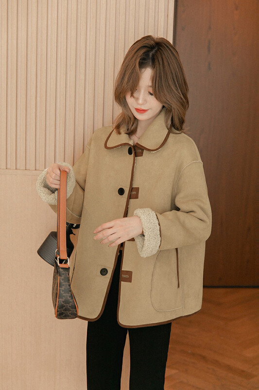 【L.L STUDIO】Lazy Wind Imitation Lamb Fur Short Jacket 78457# PCZ