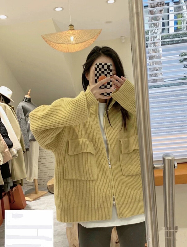 [Y.JIA Yijia] Korean version of simple and versatile loose zipper turtleneck lazy sweater YS1-906