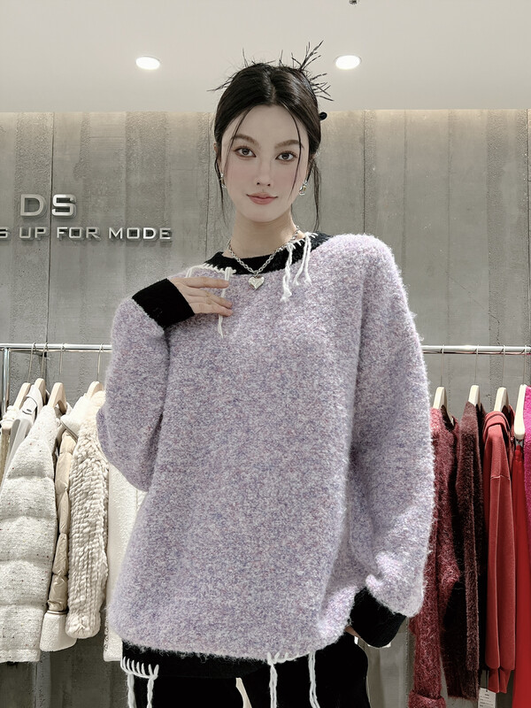 【DS】Round Neck Pullover Heavy Industry Tassel Warm Sweater 6464# JHY