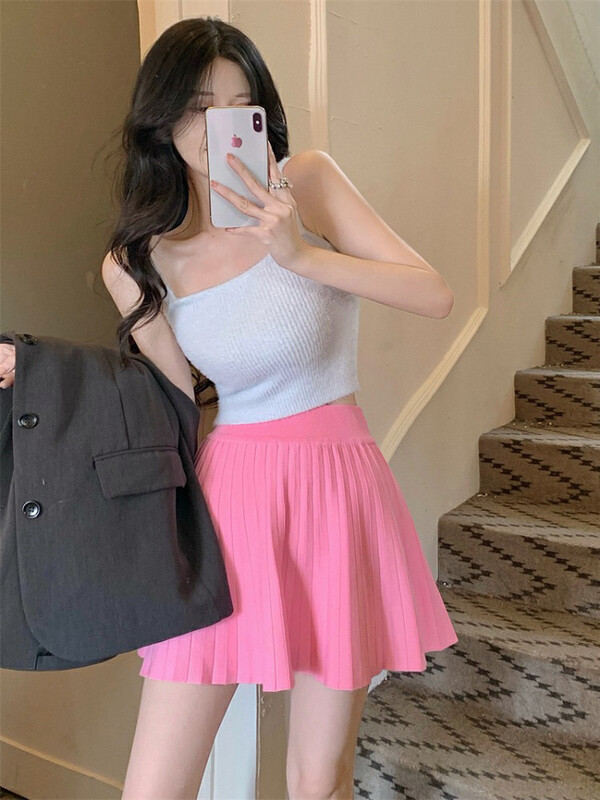 [L.L STUDIO] Age-reducing sweet and spicy high-waisted slim pleated skirt (without matching) 78444# PCZ